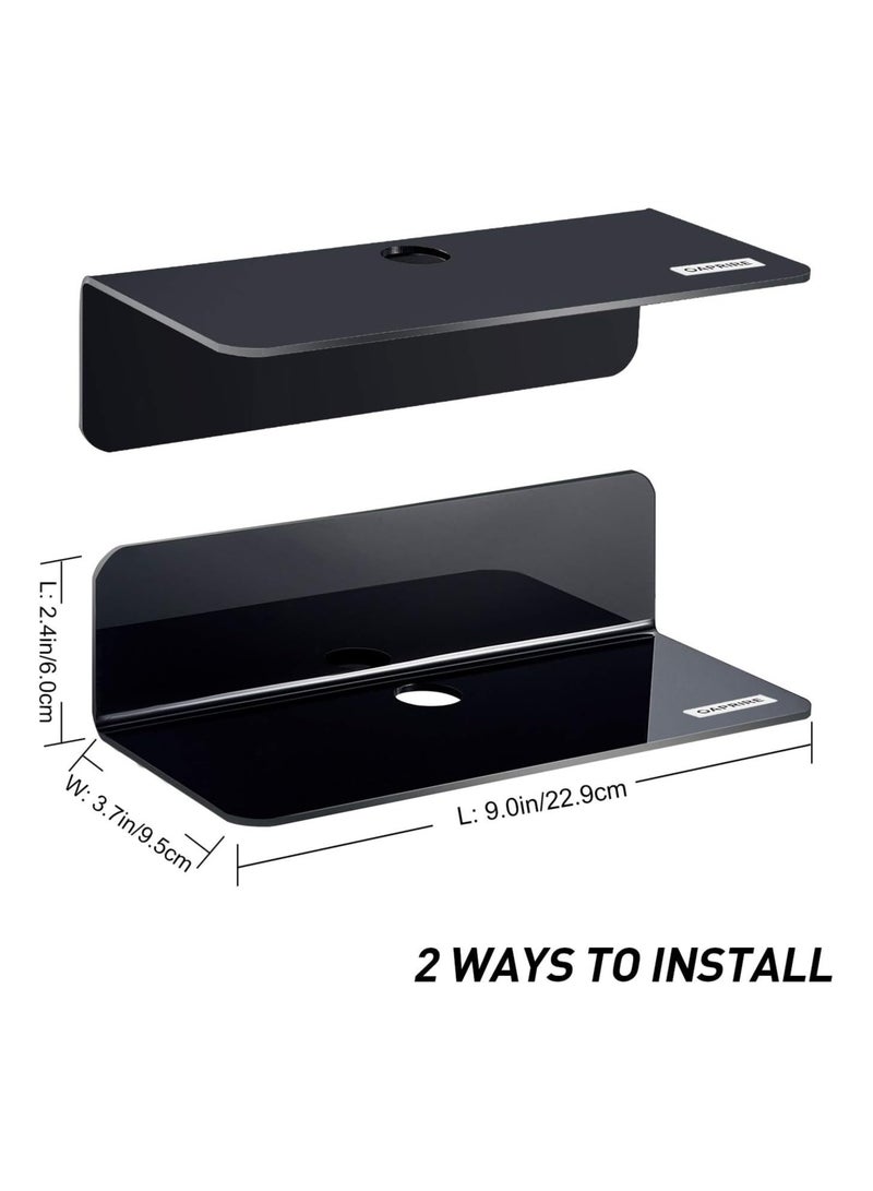 TPGP Floating Shelves Wall Mounted Set of 2 - Easily Expand Wall Space - Acrylic Hanging Shelves for Bedroom, Gaming room, Living room, Bathroom, Office - Image 2