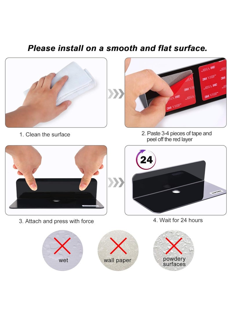 TPGP Floating Shelves Wall Mounted Set of 2 - Easily Expand Wall Space - Acrylic Hanging Shelves for Bedroom, Gaming room, Living room, Bathroom, Office - Image 5