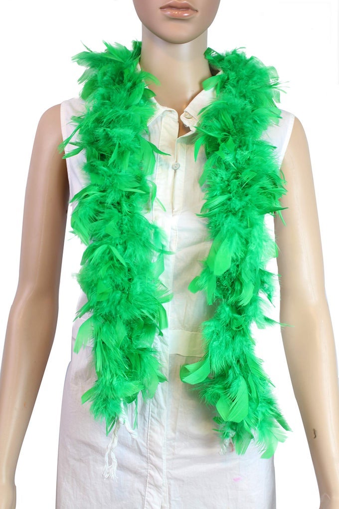25 GRAM 4 FEET LONG CHANDELLE FEATHER BOA KIDS FEATHER BOA GREAT FOR PARTY WEDDING HALLOWEEN COSTUME CHRISTMAS TREE DECORATION KELLY GREEN
