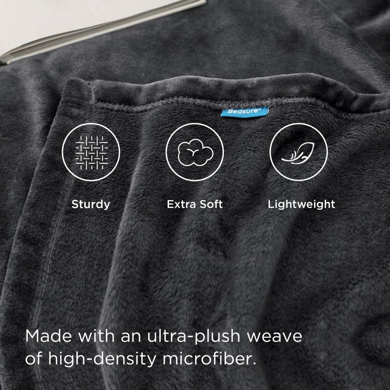 Bedsure GentleSoft Fleece Throw Blanket Dark Grey - 300GSM Blankets for Couch, Sofa, Bed, Soft Lightweight Plush Cozy Throws for Toddlers - Image 4