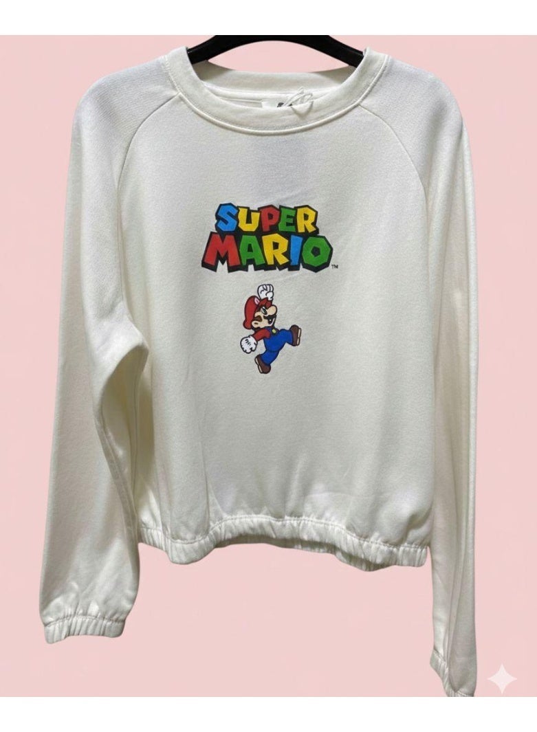 Don't Call Me Jennyfer Nintendo Super Mario Bros. Graphic Sweatshirt – Off-White Cropped Pullover - Image 5