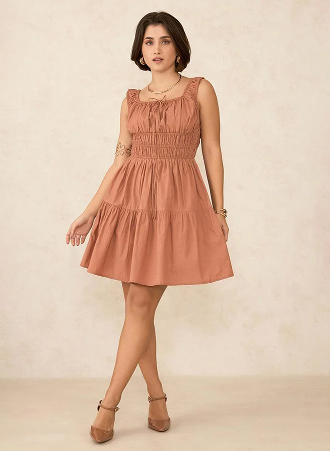 فيرجيو فستان قصير بدون أكمام قطن % مطاطي