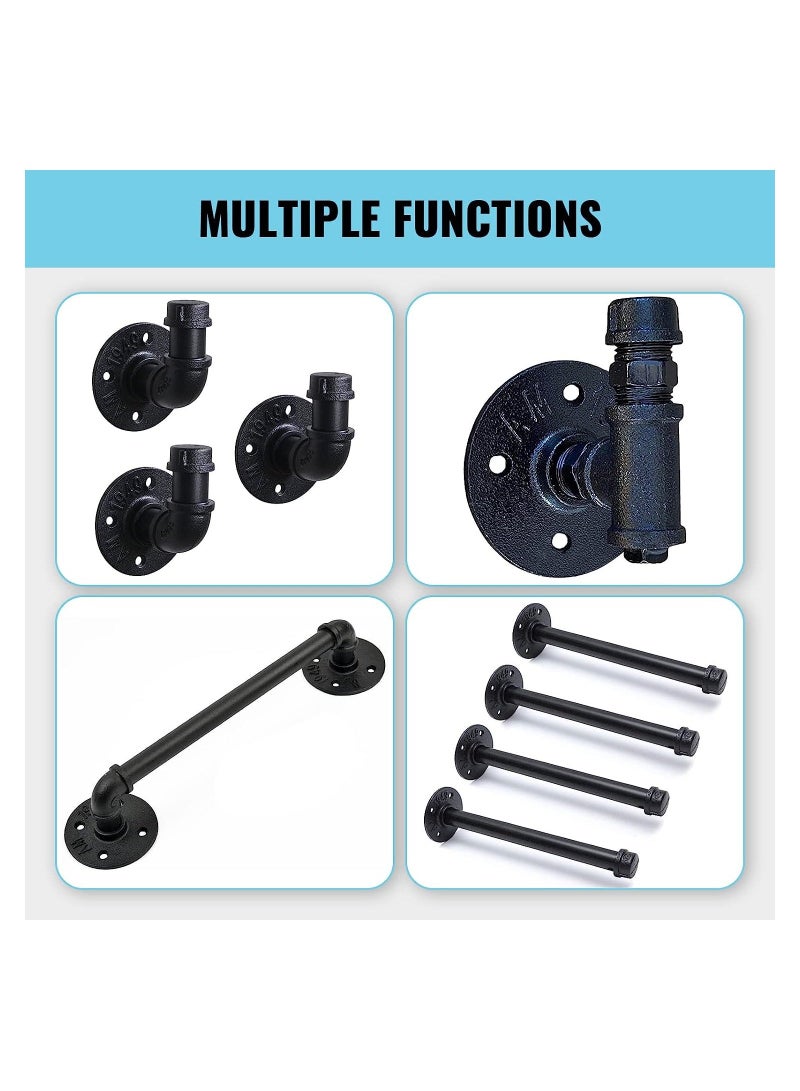 Black Floor with Threaded Hole, Malleable Iron Pipe for Industrial Vintage Style, DIY Project, Shelving Decoration, Furniture, 4PCS (1 Inch) - Image 3