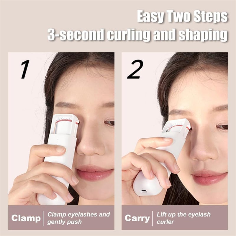Electric Eyelash Curler, Heated Eyelash Curlers Clip-Type Eyelash Curler Natural Curling 24 Hours Long Lasting 2 Temperature Modes(White) - Image 2