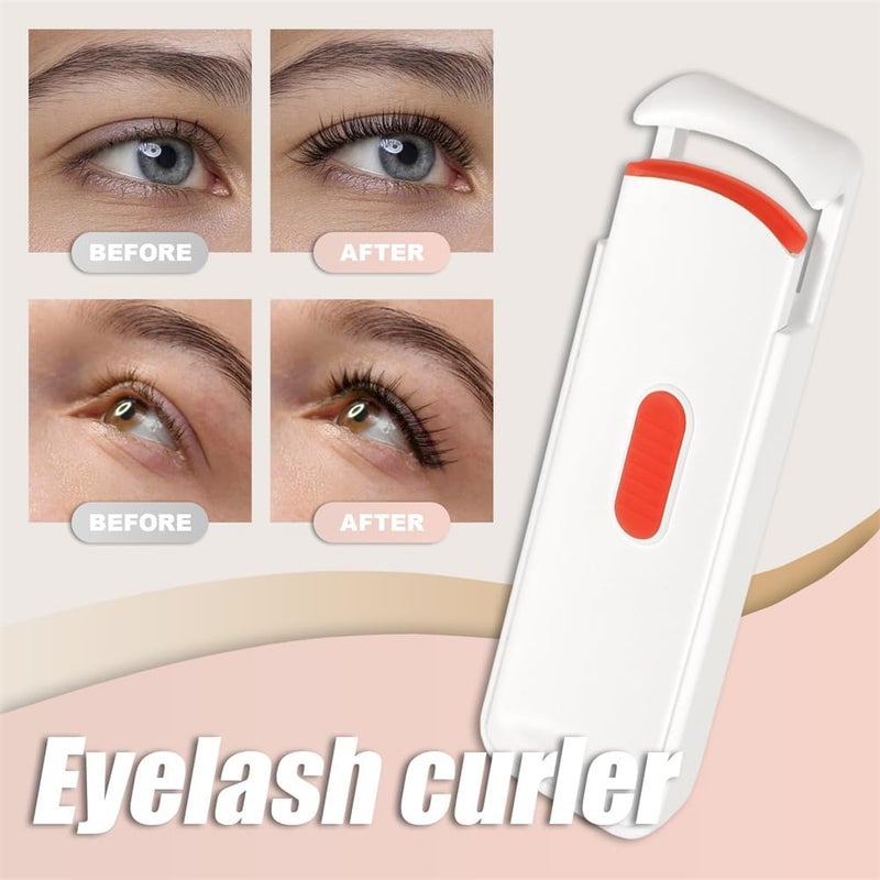 Electric Eyelash Curler, Heated Eyelash Curlers Clip-Type Eyelash Curler Natural Curling 24 Hours Long Lasting 2 Temperature Modes(White) - Image 4