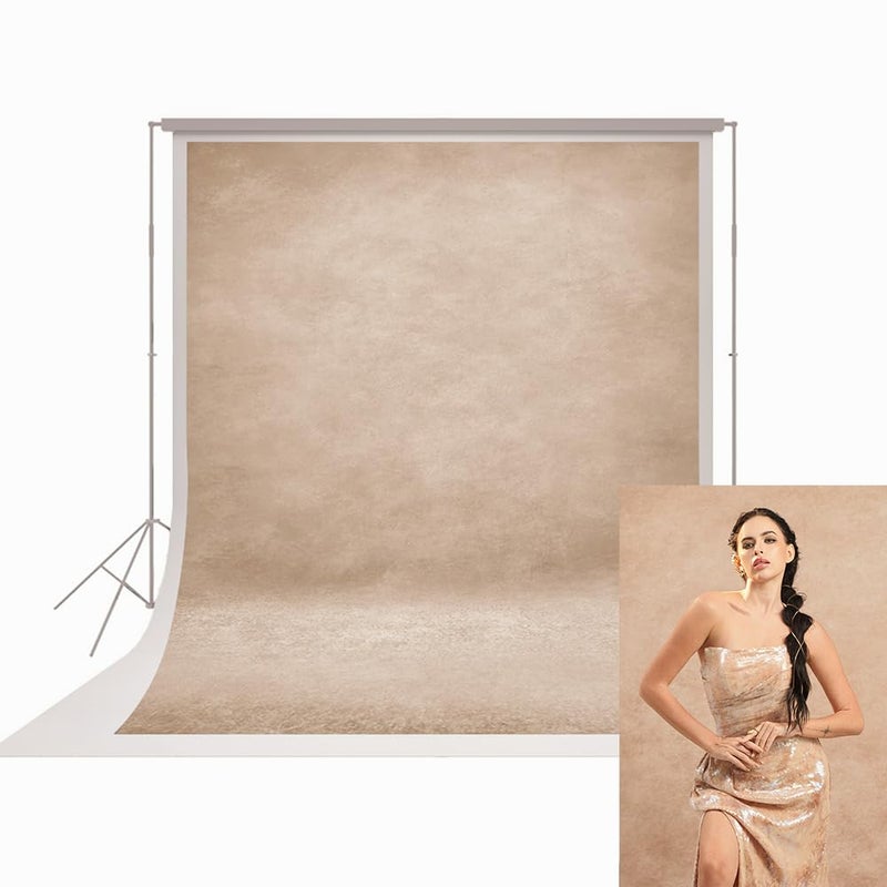 UrcTepics 8x10ft Professional Beige Portrait Backdrop Khaki Abstract Textured Backdrops for Photography Studio Vintage Headshot Background - Image 1