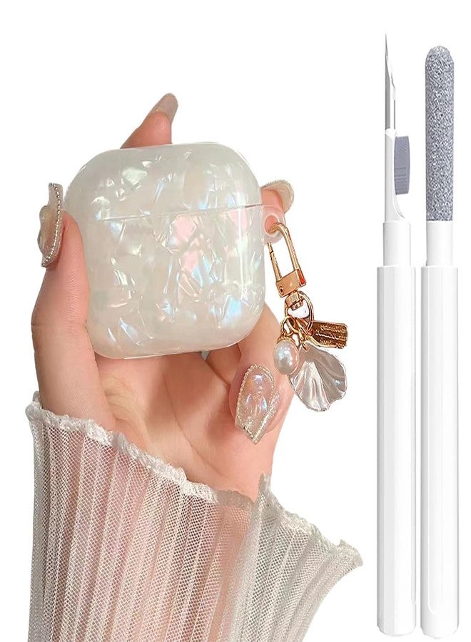 OTOPO for Cute Airpods Pro 3 Gen Case Girl Women 2025 with Cleaner Kit, Glitter Shell Pattern Apple iPod Pro 3rd Generation Protective Cover Skin with Pearl Shell Keychain, Colorful - Image 1