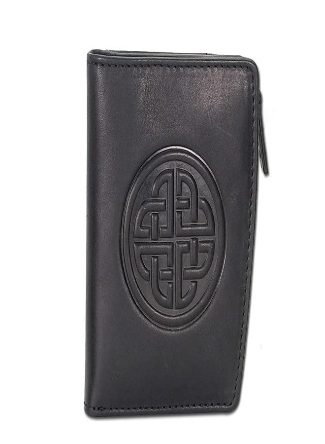 Biddy Murphy Irish Celtic Knot Embossed Ladies Premium Imported Leather Bifold Wallet, Black - Image 1