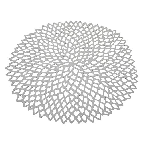 Chilewich Dahlia Pressed Vinyl Round Placemat, Gunmetal 15" - Image 2