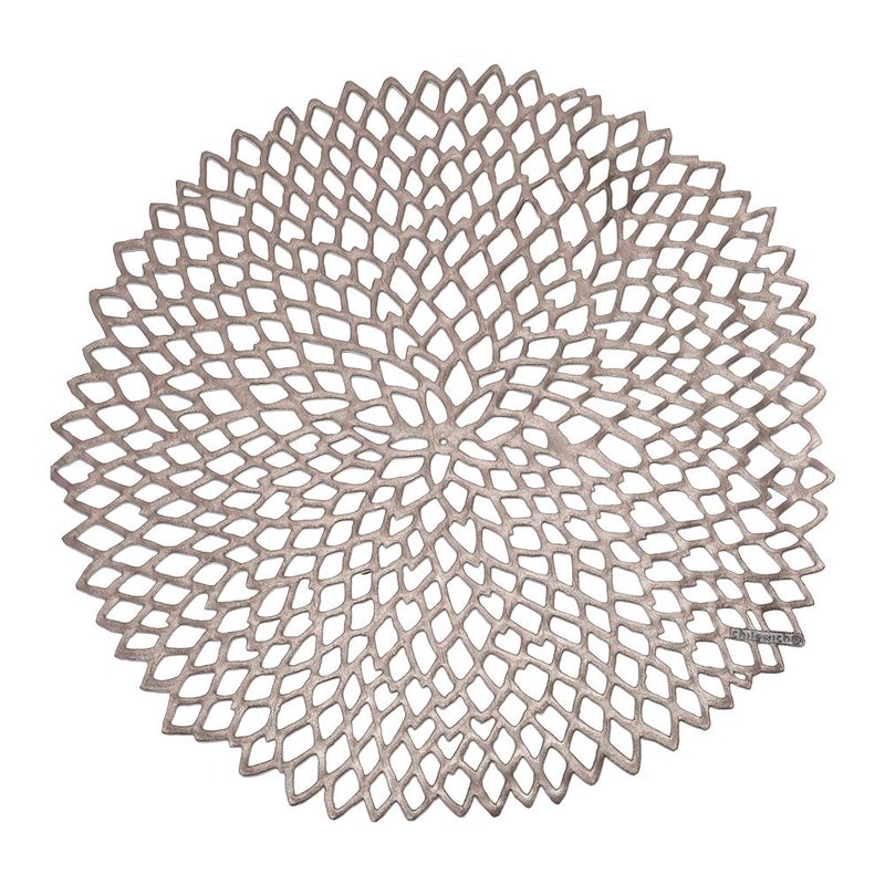 Chilewich Dahlia Pressed Vinyl Round Placemat, Gunmetal 15" - Image 5