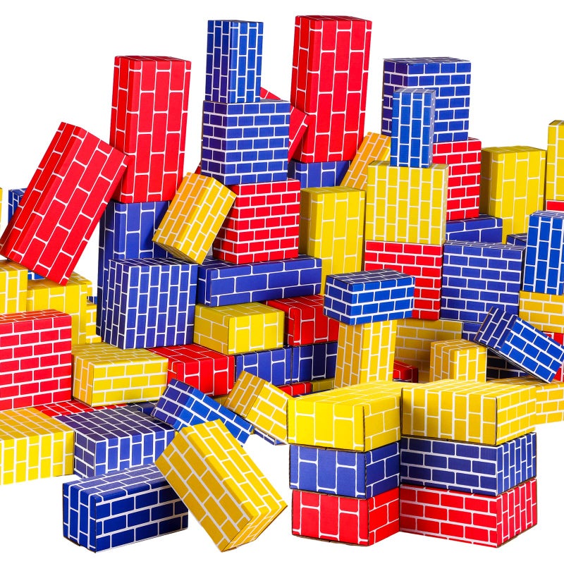 Junkin 80 Pack Jumbo Cardboard Building Blocks for Kids Large Stacking Cardboard Bricks Thick Building Blocks for Construction Supplies Favor Preschool Daycare Toddlers - Image 2