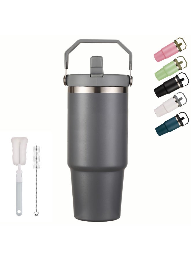ZERIFAM Vacuum Insulated Tumbler with Lid, Stainless Steel 30oz Tumbler with Handle, Wall Thermal Water Bottle, Leakproof Travel Mug for Hot, Iced Drink, Home, Walk, Trval, Sport - Image 2