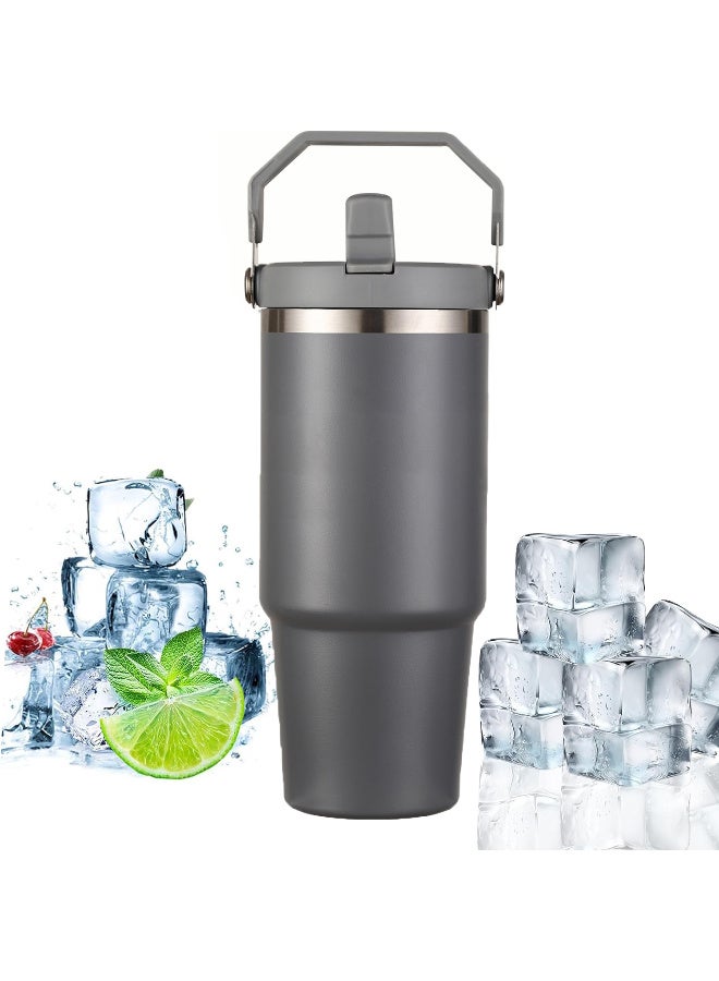 ZERIFAM Vacuum Insulated Tumbler with Lid, Stainless Steel 30oz Tumbler with Handle, Wall Thermal Water Bottle, Leakproof Travel Mug for Hot, Iced Drink, Home, Walk, Trval, Sport - Image 1