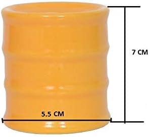 WHOLELIFEOBJECTS Indian Handcrafted Ceramic Salt and Pepper ShakerDispenser Set with Perfect Pour Holes for Kitchen Dining Table Picnic Office Restaurant Hotel Set of 2 BarrelDrum Look Yellow - Image 2