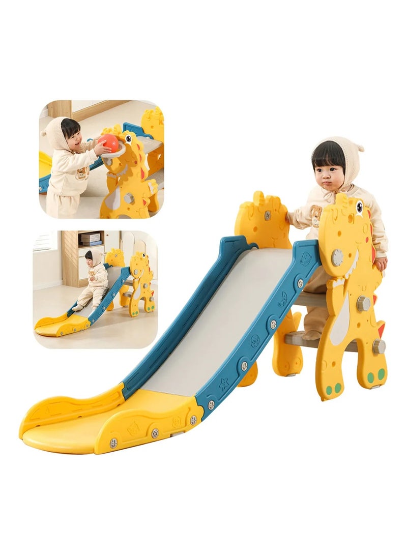 TDOO 3 in 1 Toddler Slide Kids Slide with Climb Stair, Basketball Hoop, Ball, Indoor Outdoor Games Fun Activity Playground Toy for Boys Girls - Image 2