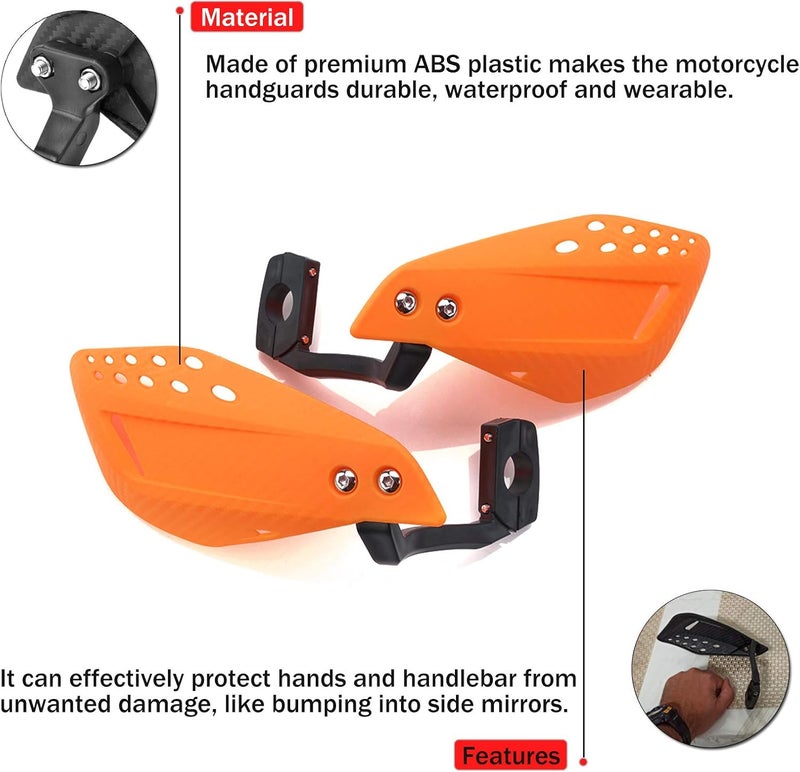 SOPINEKO 7/8" 22mm Motorcycle Handguards Handlebar Protector Gear for Dirt Bike ATV Yamaha Kawasaki Suzuki Honda(Orange) - Image 2