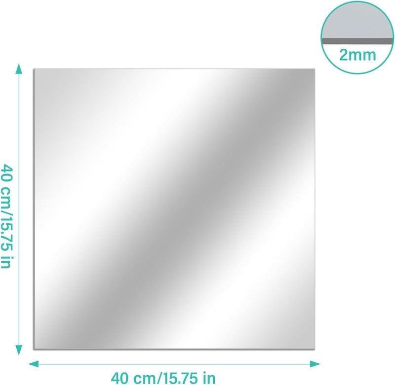 Acrylic Mirror plexiglass Sheet Self Adhesive Wall Mounted Home Décor Non Glass Sticky Mirror Tile Thickness 0.08in (2mm) 40x40cm Square - Image 2