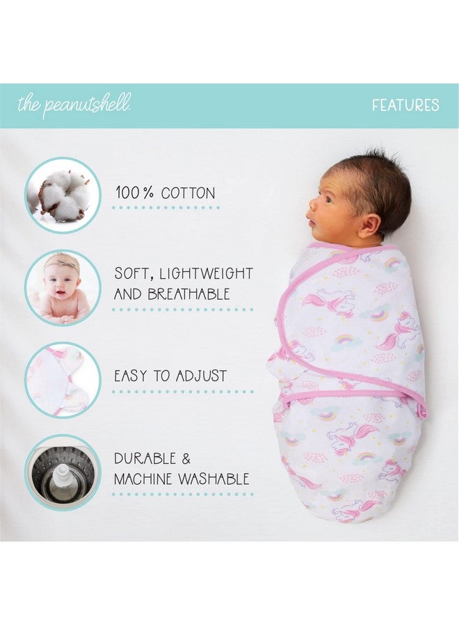 The Peanut Shell The Peanutshell Swaddle Set for Baby Girls - Rainbow and Unicorn - 3 Pack (S/M - 0-3 Months) - Image 2
