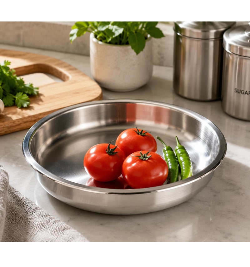AS ONE Sunnex Stainless Steel Round Food Pan, 6.8 Litre Capacity, 36 cm Serving & Mixing Bowl, Silver - Image 3