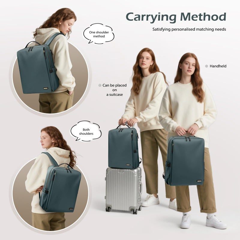 GOLF SUPAGS Stylish Laptop Backpack for Women Airline Approved Perfect for Work College and Travel Multi-Functional Casual Daypack Fits 15.6 Inch Notebook (Atrovirens) - Image 2