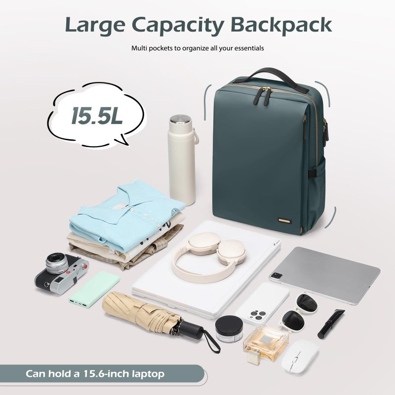 GOLF SUPAGS Stylish Laptop Backpack for Women Airline Approved Perfect for Work College and Travel Multi-Functional Casual Daypack Fits 15.6 Inch Notebook (Atrovirens) - Image 5