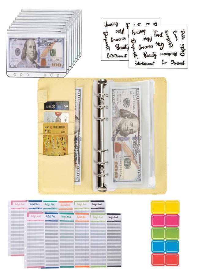NICOOTHBudget Binder Cash Envelopes A6 Money Saving Binder with Zipper envelopes (A6Yellow) - Image 4