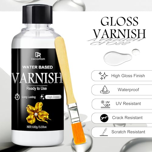 DecorRom Liquid Gold Leaf Paint Kit - 3.53oz Ultra Shiny Quick Dry Metallic Gilding Paint, High Gloss Finish with Varnish - Non-Toxic, Waterproof Gold Leaf Paint for Crafts, Resin Art, DIY, Furniture, Wood - Image 4
