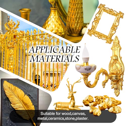 DecorRom Liquid Gold Leaf Paint Kit - 3.53oz Ultra Shiny Quick Dry Metallic Gilding Paint, High Gloss Finish with Varnish - Non-Toxic, Waterproof Gold Leaf Paint for Crafts, Resin Art, DIY, Furniture, Wood - Image 5