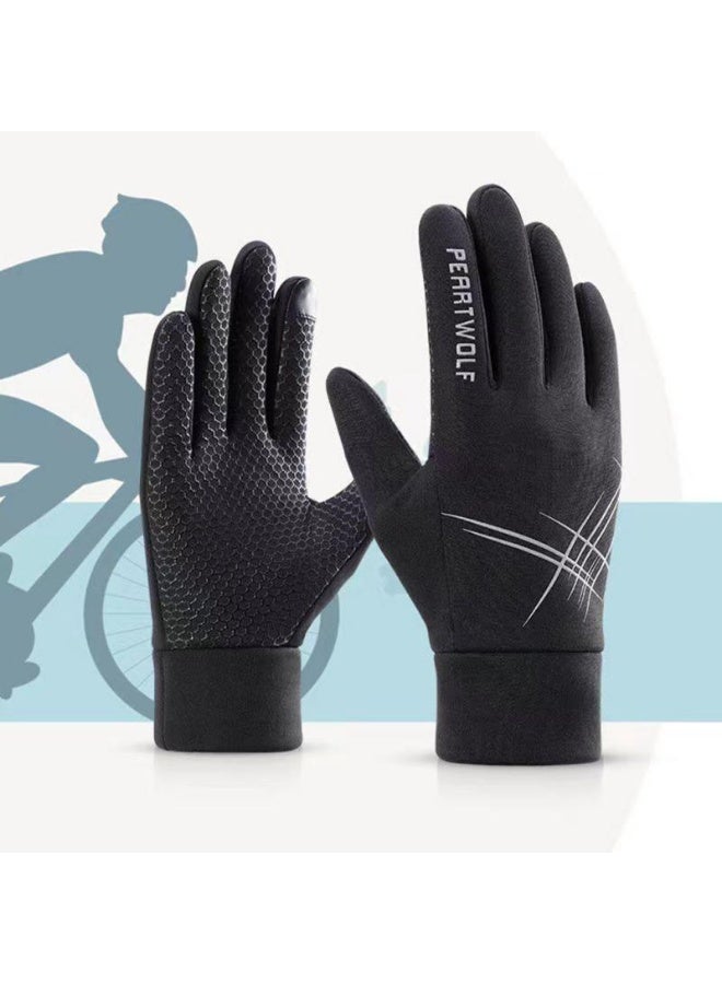 قفازات شتوية كاملة الأصابع للدراجات – مقاومة للماء والرياح، بطانة دافئة ولمسة شاشة حساسة - Image 1