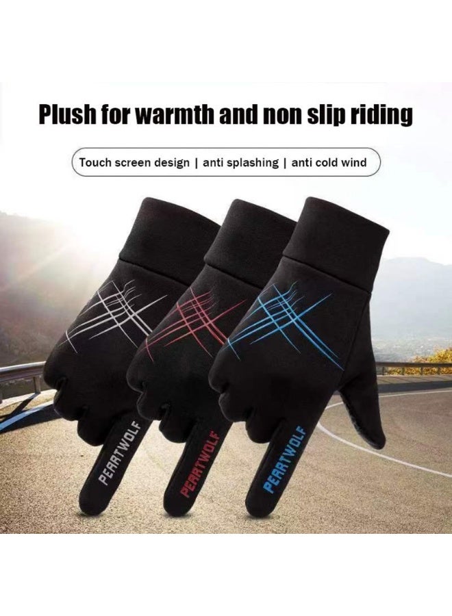 قفازات شتوية كاملة الأصابع للدراجات – مقاومة للماء والرياح، بطانة دافئة ولمسة شاشة حساسة - Image 2