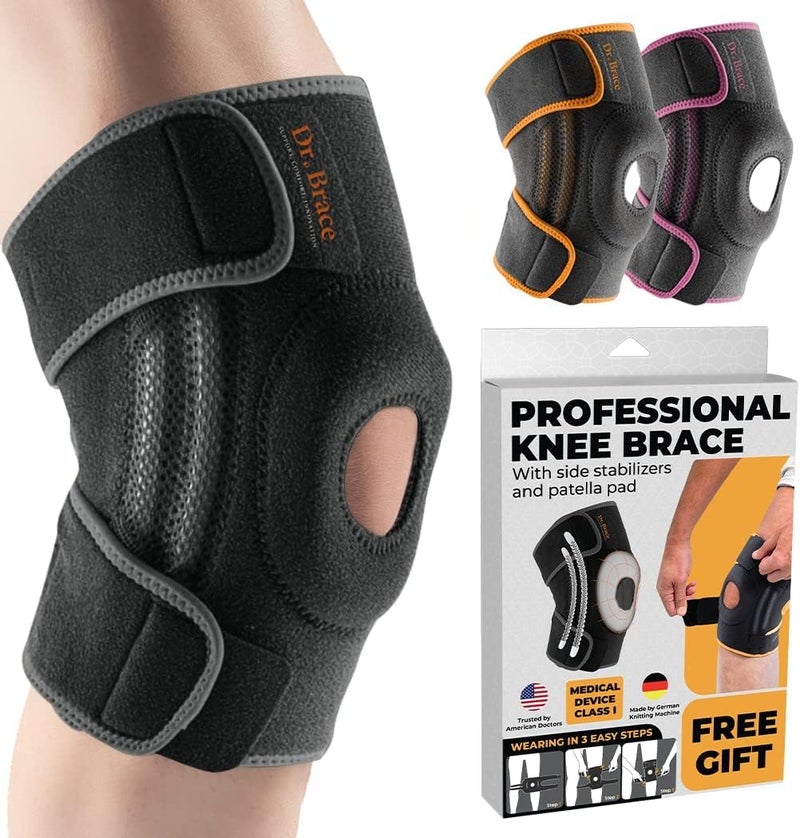 DR. BRACE ELITE Knee Brace with Side Stabilizers & Patella Gel Pads for Maximum Knee Pain Support and fast recovery for men and women-Please Check How To Size Video (X-Large, Mercury) - Image 1