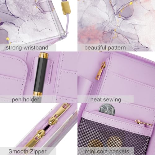 Simikol Family Passport Holder Wallet RFID Blocking Document Organizer PU Leather Mulit-purpose Travel Wallet Credit Cards Case for Women Men, Smokey Purple - Image 4
