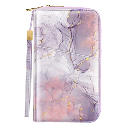 Simikol Family Passport Holder Wallet RFID Blocking Document Organizer PU Leather Mulit-purpose Travel Wallet Credit Cards Case for Women Men, Smokey Purple - Image 1
