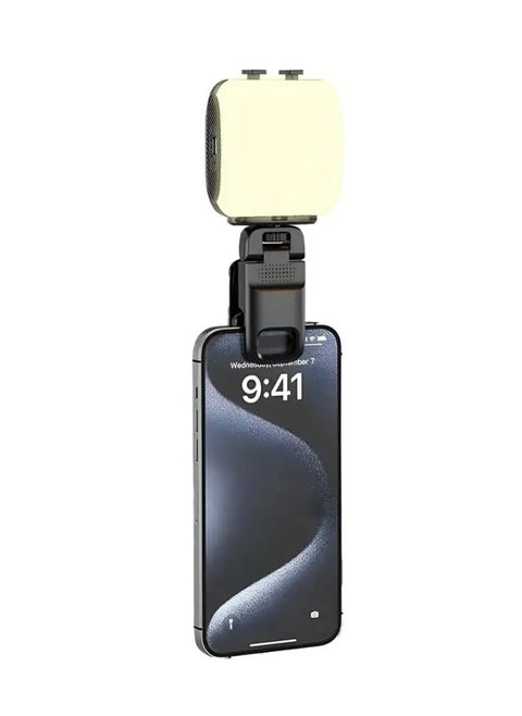 Clip-On Fill Light with Tripod Mount / Wide Compatibility / 3 Color Temperature / White Yellow and RGB Lights / Wide Compatibility/ Selfie Phone Light - Black