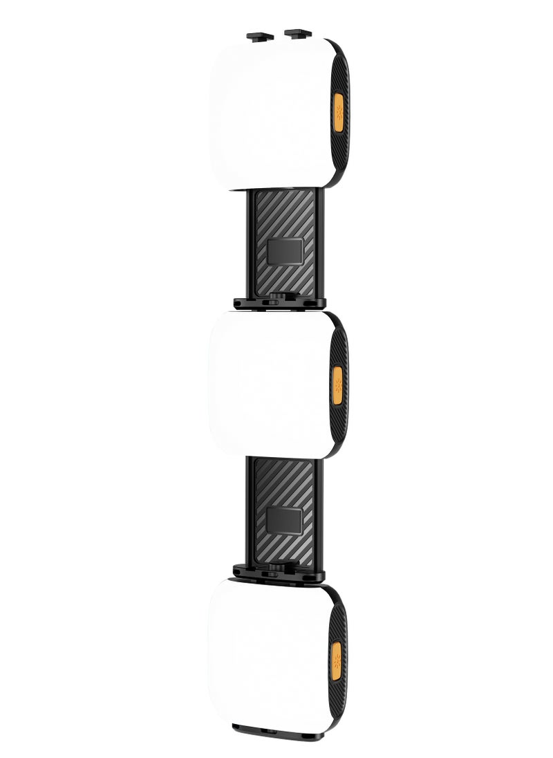 Clip-On Fill Light with Tripod Mount / Wide Compatibility / 3 Color Temperature / White Yellow and RGB Lights / Wide Compatibility/ Selfie Phone Light - Black