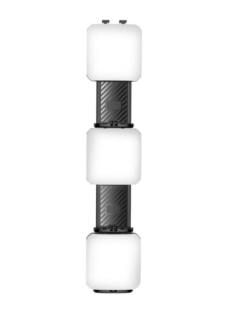 Clip-On Fill Light with Tripod Mount / Wide Compatibility / 3 Color Temperature / White Yellow and RGB Lights / Wide Compatibility/ Selfie Phone Light - Black