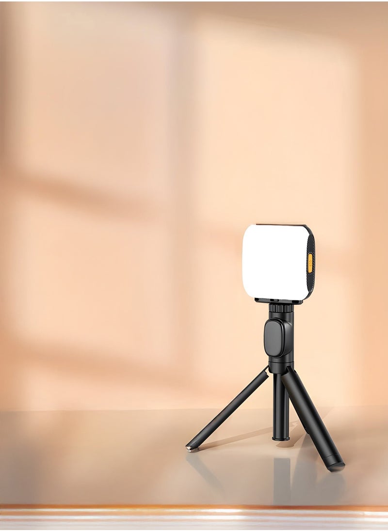 Clip-On Fill Light with Tripod Mount / Wide Compatibility / 3 Color Temperature / White Yellow and RGB Lights / Wide Compatibility/ Selfie Phone Light - Black