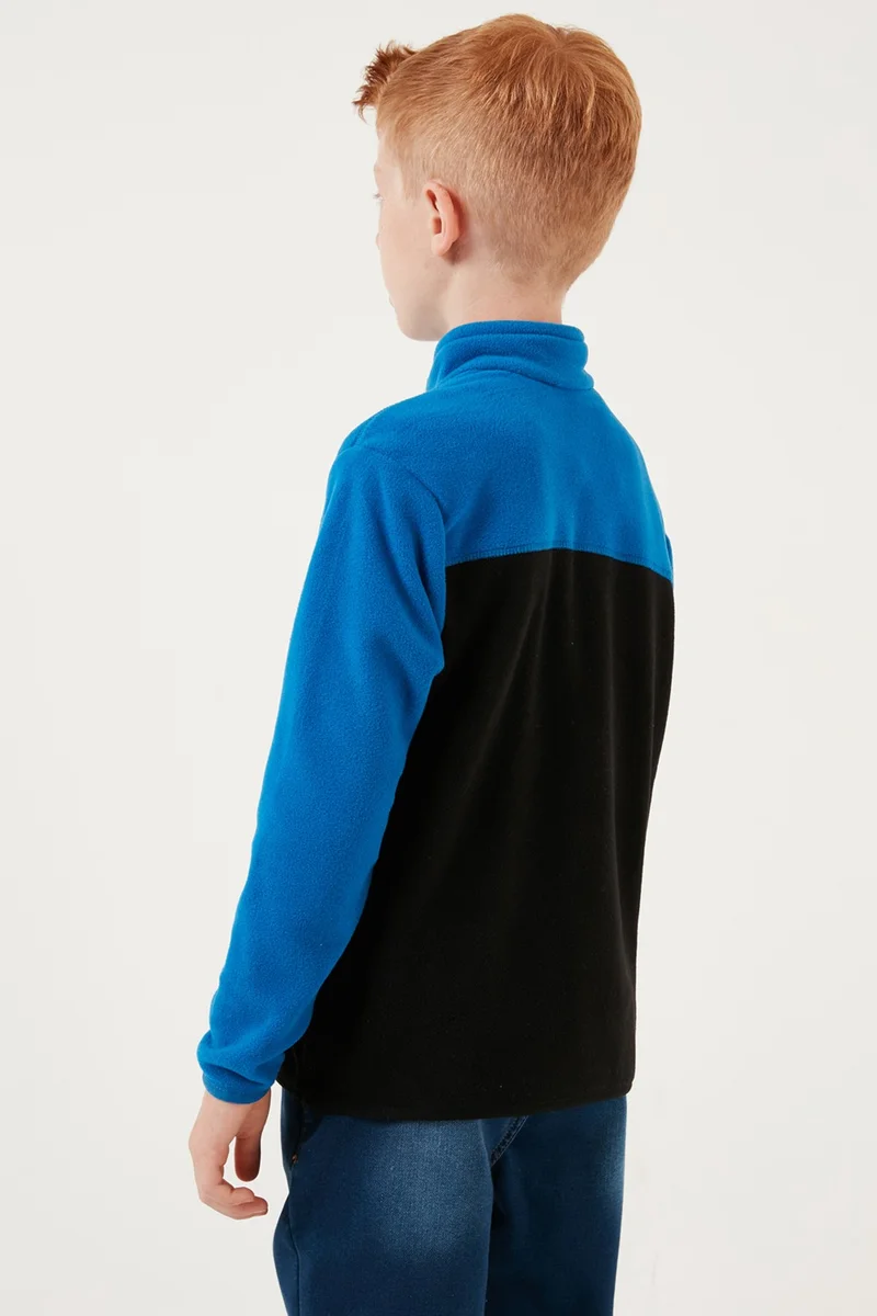 ليلا Soft Textured Half Zipper Color Block Stand Collar Fleece Unisex Children's Fleece 5905004