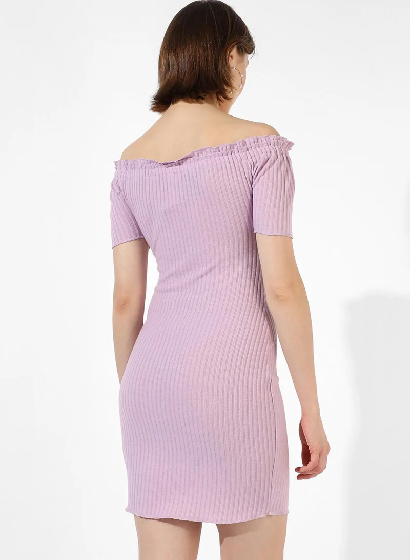 PINACOLADA  Women's Lilac Ribbed Mini Dress for Women | Best Price UAE