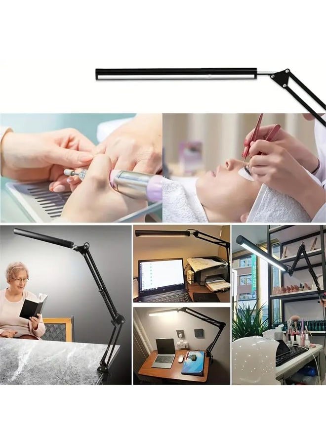 HDView LED Desk Lamp with Eye-Caring 3 Modes 10 Brightness, Adjustable Swing Arm Long Flexible Lamp for Office Workers and Students, USB Port - Image 2