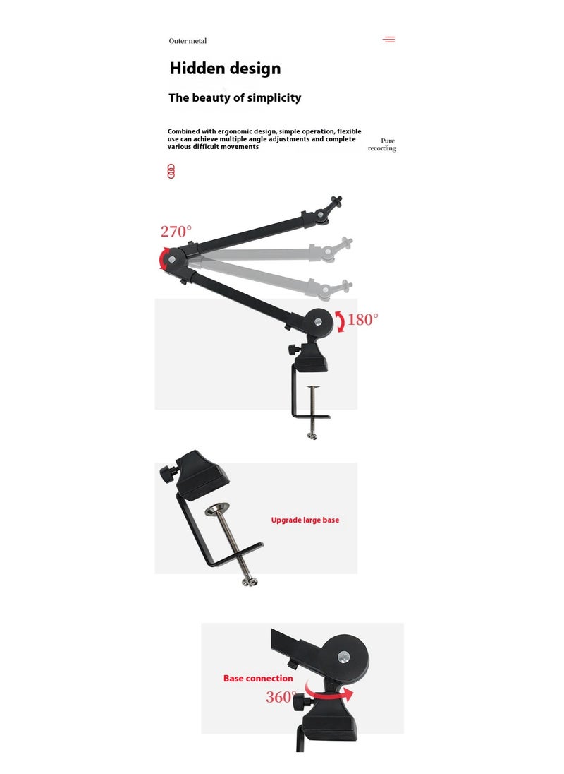 AiQi Boom Arm Mic Stand, Adjustable Suspension Scissor Arm Stand for MICPRO X2 Cardioid Condenser Microphone (Without Microphone)  - Image 3