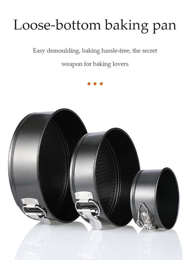 DUNISO 3pcs Circle Cake Pan Set,Non Stick Cake Moulds Set  7"/7.87"/8.66" Nonstick 3pcs Round Cake Pans,Removable Bottom Quick Release Latch Moulds for Birthday Cake,Baking (black)  - Image 3