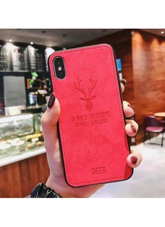 Generic Dirt-Resistant Anti-Shock Full Body Protective Digital Luxury Soft Texture Patterned TPU Cloth Case for iphone X - Red  - Image 2