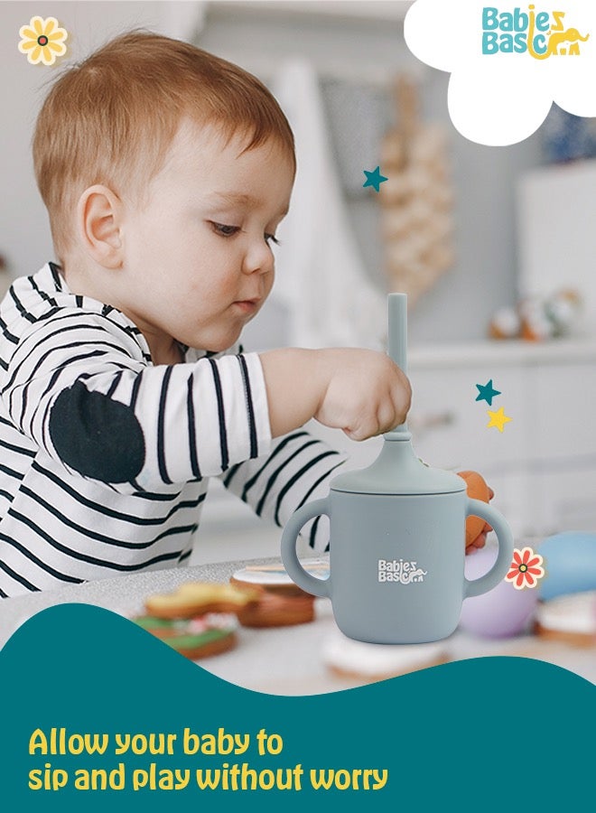 بابيز_بيسك كوب تدريب سيليكون للأطفال من المرحلة الثانية مع مقابض للأطفال - أزرق - Image 2