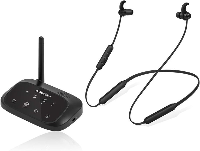 Avantree HT5006 Wireless Headphones Earbuds for TV Watching, Neckband Earphones Hearing Set w/Bypass Bluetooth Transmitter for Optical Digital, RCA, 3.5mm Ported TVs, Plug n Play, No Delay - Image 1