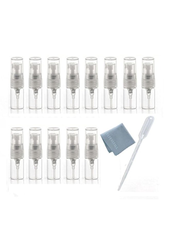 Elfenstall 10pcs Mini Clear 2ml 58 Dram Fine Mist Atomizer Vial Glass Bottle Spray Refillable Perfume Empty Sample Bottle Clean Cloth for Travel Party Free 3ML Dropper - Image 3