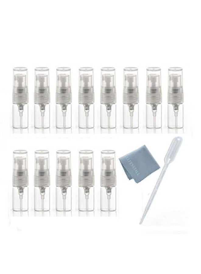 Elfenstall 10pcs Mini Clear 2ml 58 Dram Fine Mist Atomizer Vial Glass Bottle Spray Refillable Perfume Empty Sample Bottle Clean Cloth for Travel Party Free 3ML Dropper - Image 4