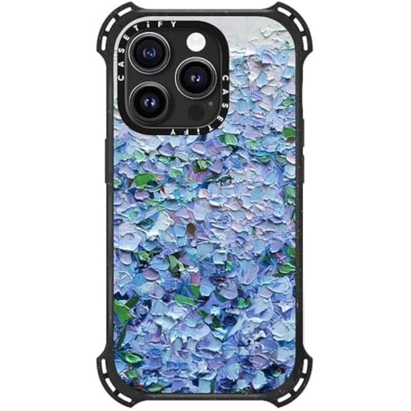 Casetify Bounce Case for iPhone 15 Pro 【6X Military Grade Drop Tested / 21.3ft Drop Protection/Compatible with Magsafe】 - Nantucket Blue Hydrangeas - Triple Black - Image 3
