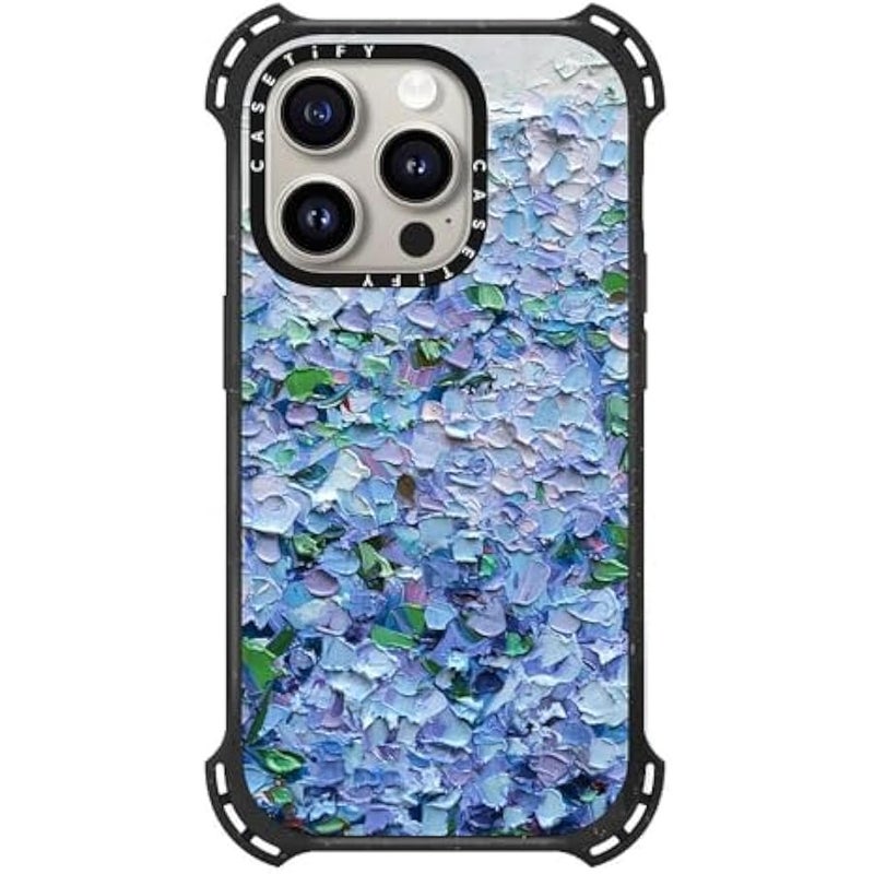 Casetify Bounce Case for iPhone 15 Pro 【6X Military Grade Drop Tested / 21.3ft Drop Protection/Compatible with Magsafe】 - Nantucket Blue Hydrangeas - Triple Black - Image 2