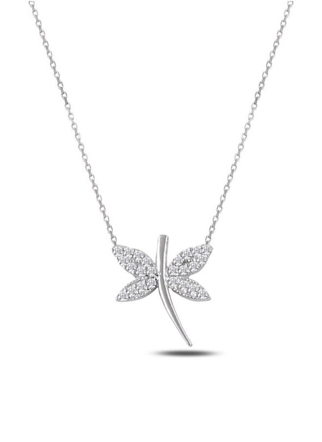 EMNON 925 Sterling Silver Jewelry Rhodium Plated Dragonfly CZ Necklace 100% Precious Metal Gift for Women- Emnon53NE 